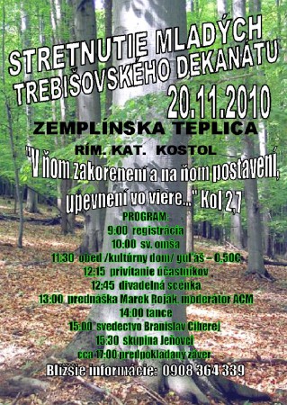 Plagát s program na dekanatné stretnutie mládeže